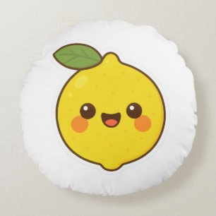 Cute Kawaii Lemon Round Pillow