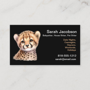 Cute Kawaii Leopard Babysitter House Sitter Pet  Business Card