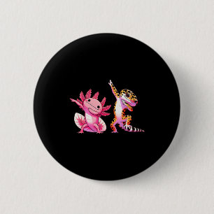 Cute Kawaii Leopard Gecko Dabbing Axolotl Friends  2 Inch Round Button