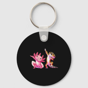 Cute Kawaii Leopard Gecko Dabbing Axolotl Friends  Keychain