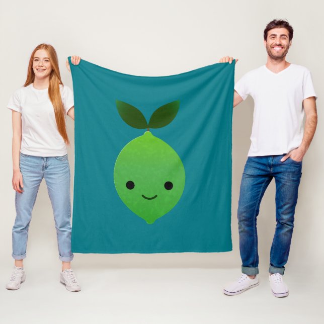 Cute Kawaii Lime Fleece Blanket (In Situ)