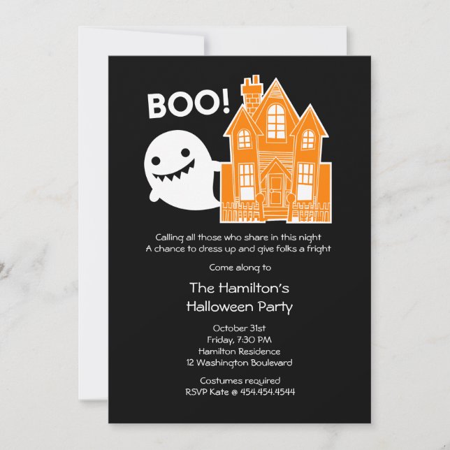 Cute Kawaii Little Ghost Halloween Invitation (Front)