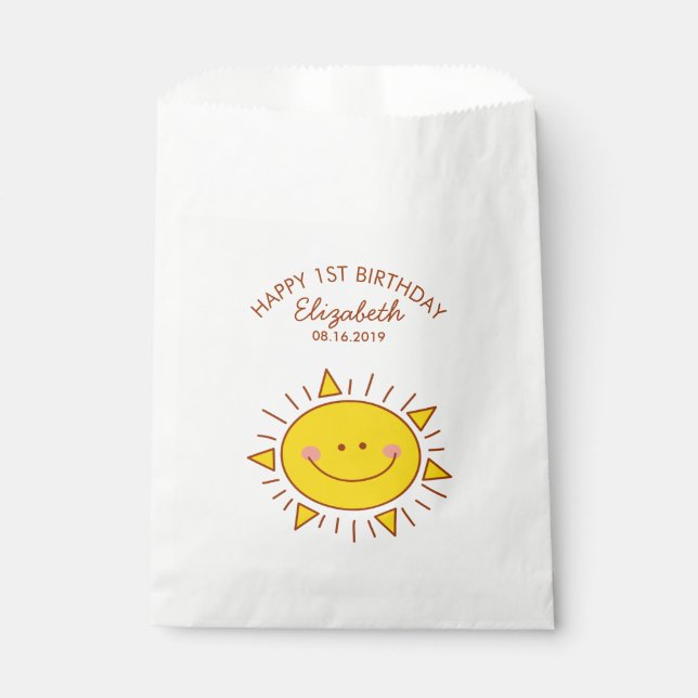 Cute Kawaii Little Sunshine Kids 1st Birthday Favour Bag (Front)