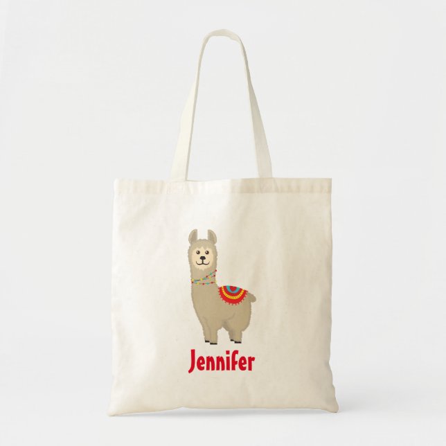Cute kawaii llama tote bag (Front)