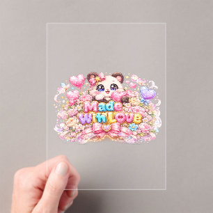 Cute Kawaii Made With Love Cat Name Pastel Pink Fl Acrylic Invitations