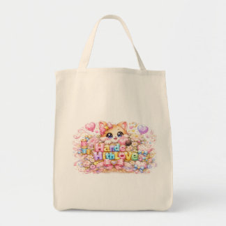 Cute Kawaii Made With Love Cat Name Pastel Pink Fl Tote Bag