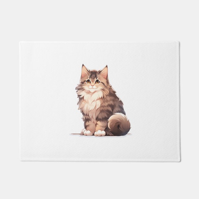Cute Kawaii Maine Coon Big Cat   Doormat (Front)