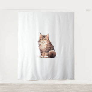 Cute Kawaii Maine Coon Big Cat   Tapestry