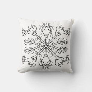 Cute Kawaii Mandala Throw Pillow