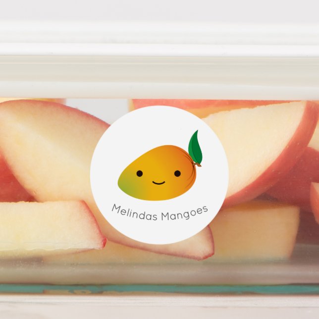 Cute Kawaii Mango label with customizable name (Affixed)