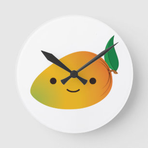 Cute Kawaii Mango Round Clock