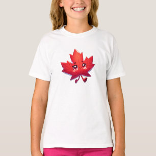 Cute Kawaii Maple Leaf   Canada T-Shirt