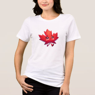 Cute Kawaii Maple Leaf   Elbows Up Canada Tri-Blend Shirt