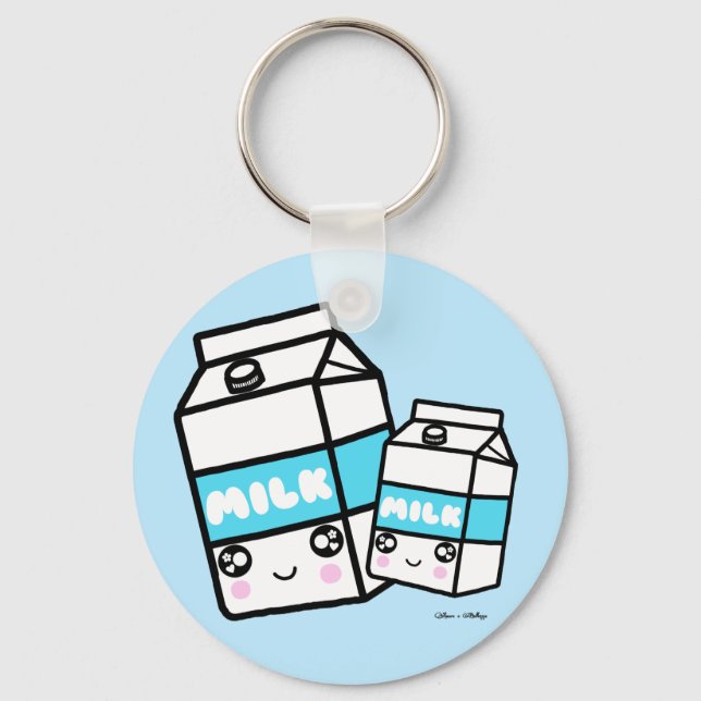 Cute Kawaii Milk Sweet Dairy Foodie Yummy BFF blue Keychain (Front)