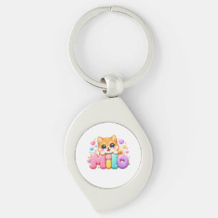Cute Kawaii Milo Dog Name Pastel Pink Sparkling Pu Keychain