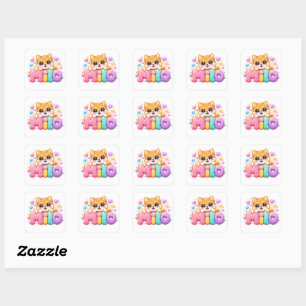 Cute Kawaii Milo Dog Name Pastel Pink Sparkling Pu Square Sticker