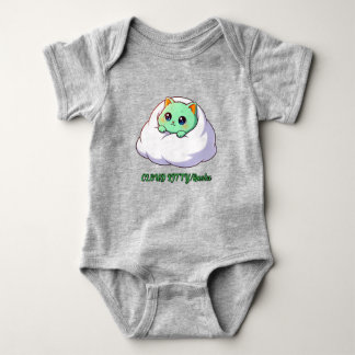 Cute Kawaii Mint Kitten in Cloud Baby Bodysuit
