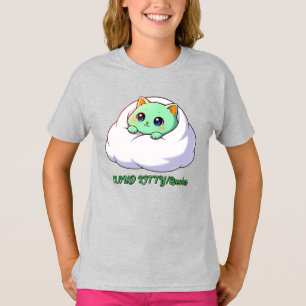 Cute Kawaii Mint Kitten in Cloud T-Shirt