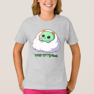 Cute Kawaii Mint Kitten in Cloud T-Shirt
