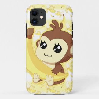 Cute Kawaii monkey holding banana iPhone 11 Case