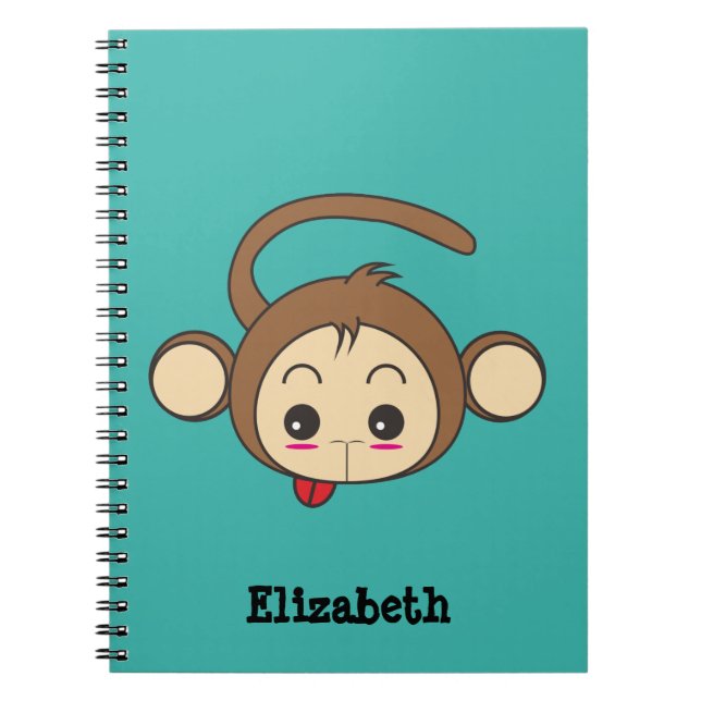 Cute Kawaii Monkey Illustration Notebook (Front)