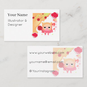 Cute Kawaii Monster and Heart Lollipop Business Card