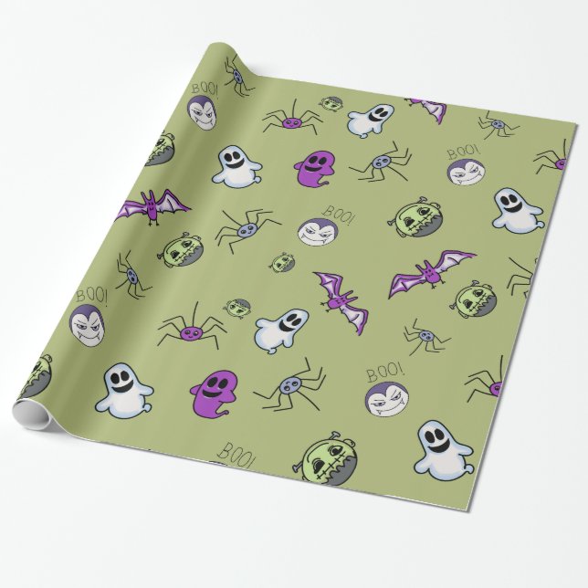 Cute kawaii monsters  wrapping paper (Unrolled)