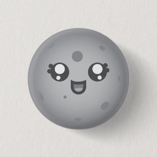 Cute Kawaii Moon Luna Character 1 Inch Round Button