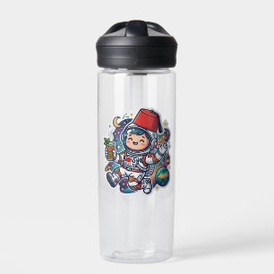 Cute Kawaii Moroccan Astronaut Mint Tea FezSticker Water Bottle