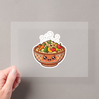 Cute Kawaii Moroccan Couscous Food Bowl Sticker Acrylic Invitations