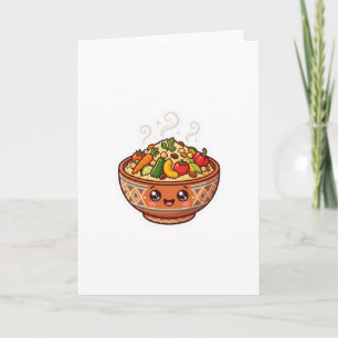 Cute Kawaii Moroccan Couscous Food Bowl Sticker Card