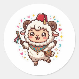 Cute Kawaii Moroccan Eid al-Adha Sheep Fez Sticker