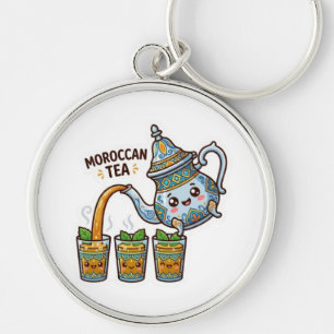 Cute Kawaii Moroccan Mint Tea Teapot and Glasses S Keychain