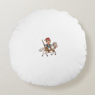 Cute Kawaii Moroccan Tbourida Horseman Cultural St Round Pillow