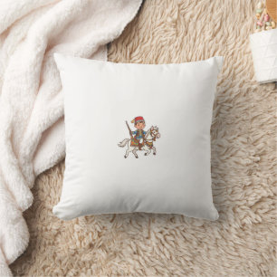 Cute Kawaii Moroccan Tbourida Horseman Cultural St Throw Pillow