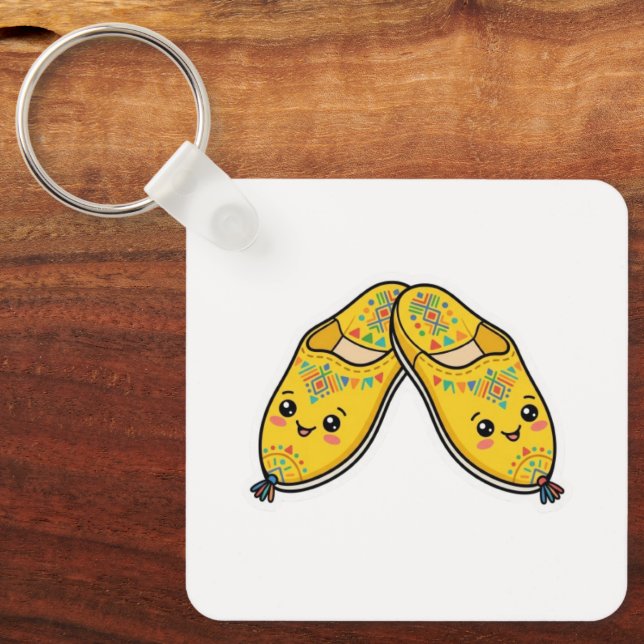 Cute Kawaii Moroccan Teapot & Mint Tea Sticker Keychain (Front)