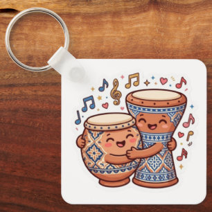 Cute Kawaii Moroccan Traditional Clay Drums Taarij Keychain