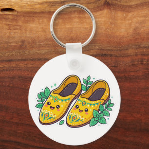 Cute Kawaii Moroccan Yellow Babouche Slippers Stic Keychain