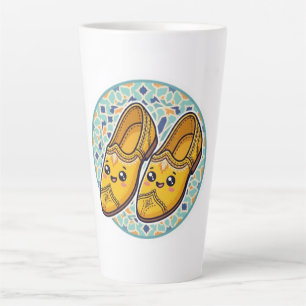 Cute Kawaii Moroccan Yellow Belgha Shoes anSticker Latte Mug