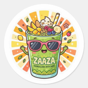 Cute Kawaii Moroccan Zaaza Summer Avocado SSticker Classic Round Sticker