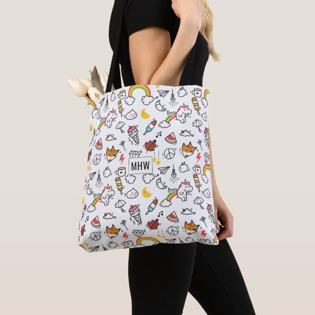 Cute Kawaii Motif sacs monogrammes personnalisés (De près)