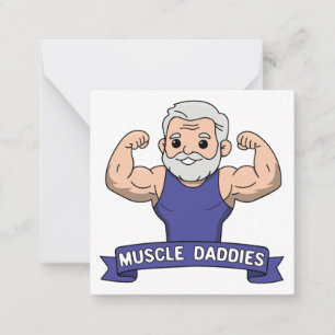 Cute Kawaii Muscle Daddy Bearded Bodybuilder Card