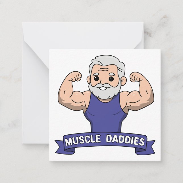 Cute Kawaii Muscle Daddy Bearded Bodybuilder Card (Front)