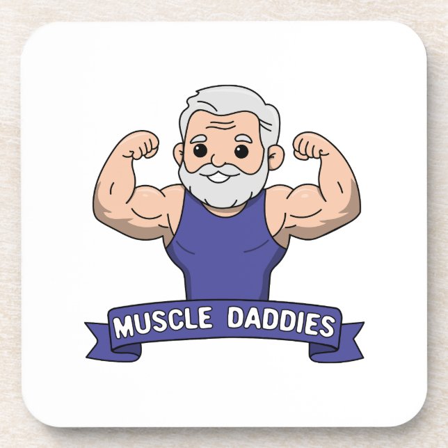 Cute Kawaii Muscle Daddy Bearded Bodybuilder Coaster (Front)