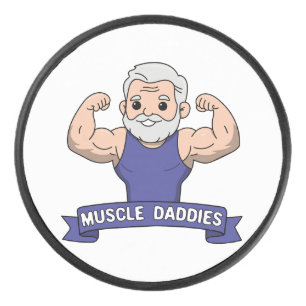 Cute Kawaii Muscle Daddy Bearded Bodybuilder Hockey Puck