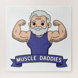 Cute Kawaii Muscle Daddy Bearded Bodybuilder Jigsaw Puzzle