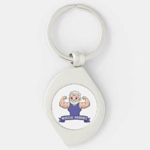 Cute Kawaii Muscle Daddy Bearded Bodybuilder Keychain