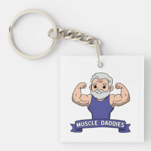 Cute Kawaii Muscle Daddy Bearded Bodybuilder Keychain