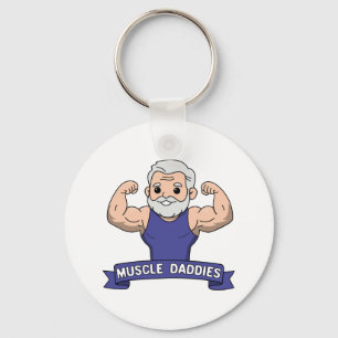 Cute Kawaii Muscle Daddy Bearded Bodybuilder Keychain