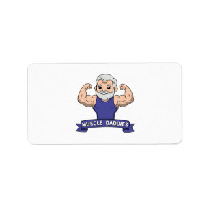 Cute Kawaii Muscle Daddy Bearded Bodybuilder Label